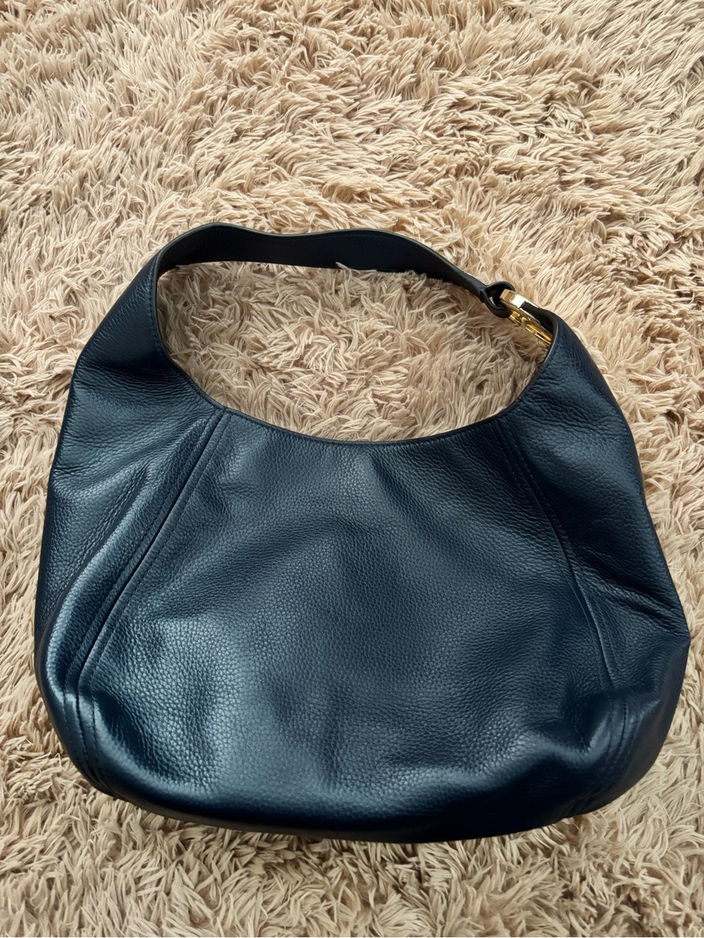 Michael Kors Black Pebbled Leather Hobo with Gold Hardware